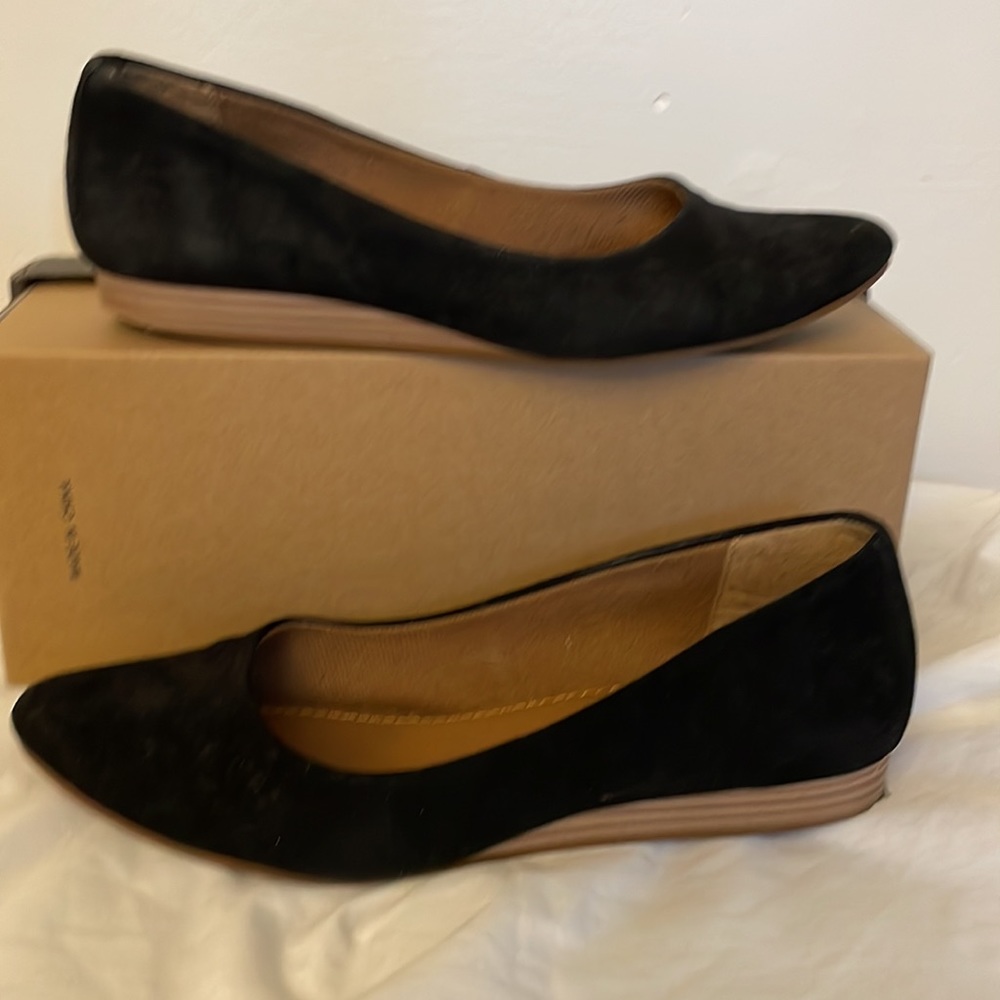💙Black microsuede flats